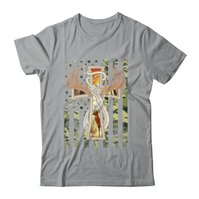 Hunting Fishing Faith Deer Cross Camouflage Flag Christian Shirt & Hoodie | teecentury