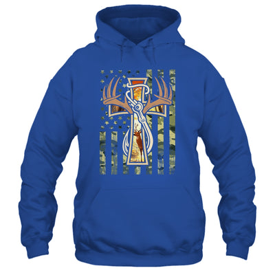 Hunting Fishing Faith Deer Cross Camouflage Flag Christian Shirt & Hoodie | teecentury
