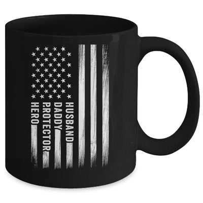 Husband Daddy Protector Hero Fathers Day American Flag Mug | teecentury