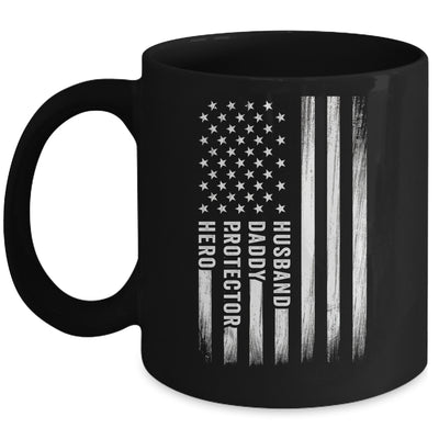 Husband Daddy Protector Hero Fathers Day American Flag Mug | teecentury