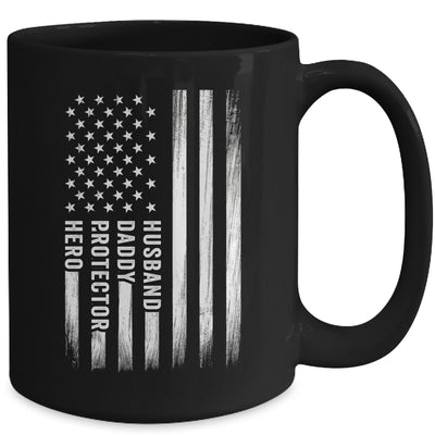 Husband Daddy Protector Hero Fathers Day American Flag Mug | teecentury