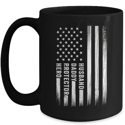 Husband Daddy Protector Hero Fathers Day American Flag Mug | teecentury