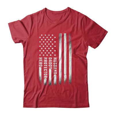 Husband Daddy Protector Hero Fathers Day American Flag Shirt & Hoodie | teecentury