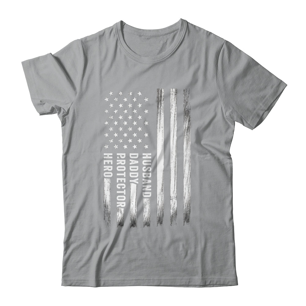 Husband Daddy Protector Hero Fathers Day American Flag Shirt & Hoodie | teecentury