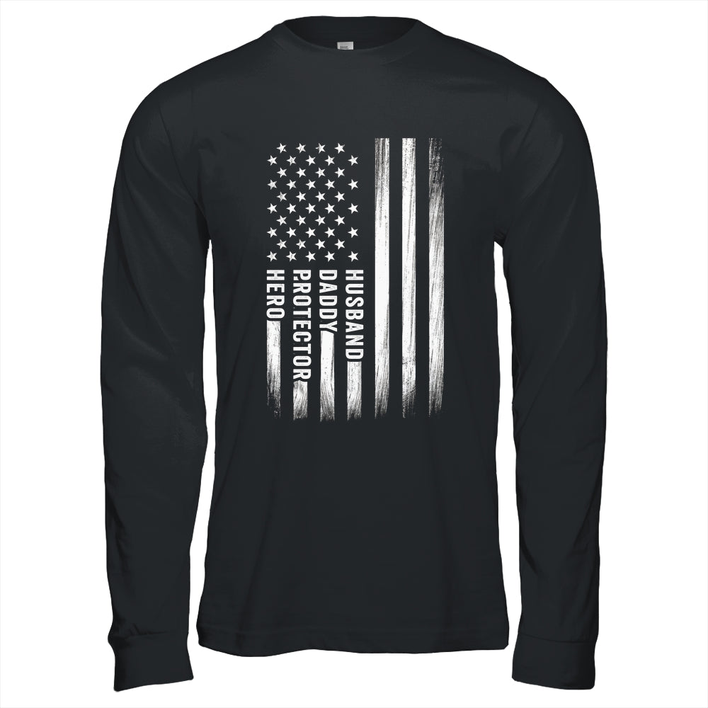 Husband Daddy Protector Hero Fathers Day American Flag Shirt & Hoodie | teecentury