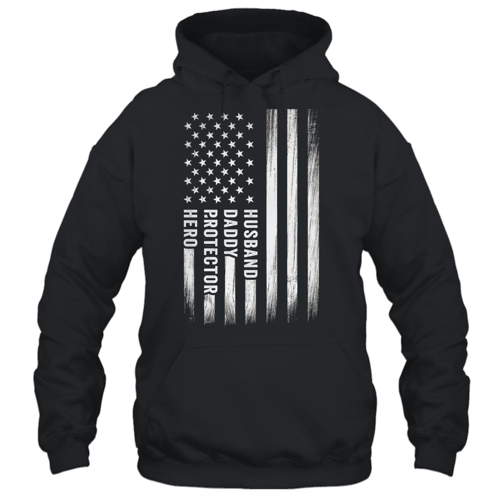 Husband Daddy Protector Hero Fathers Day American Flag Shirt & Hoodie | teecentury
