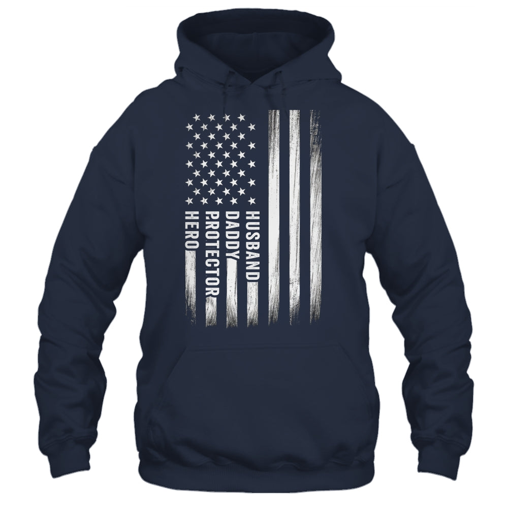 Husband Daddy Protector Hero Fathers Day American Flag Shirt & Hoodie | teecentury