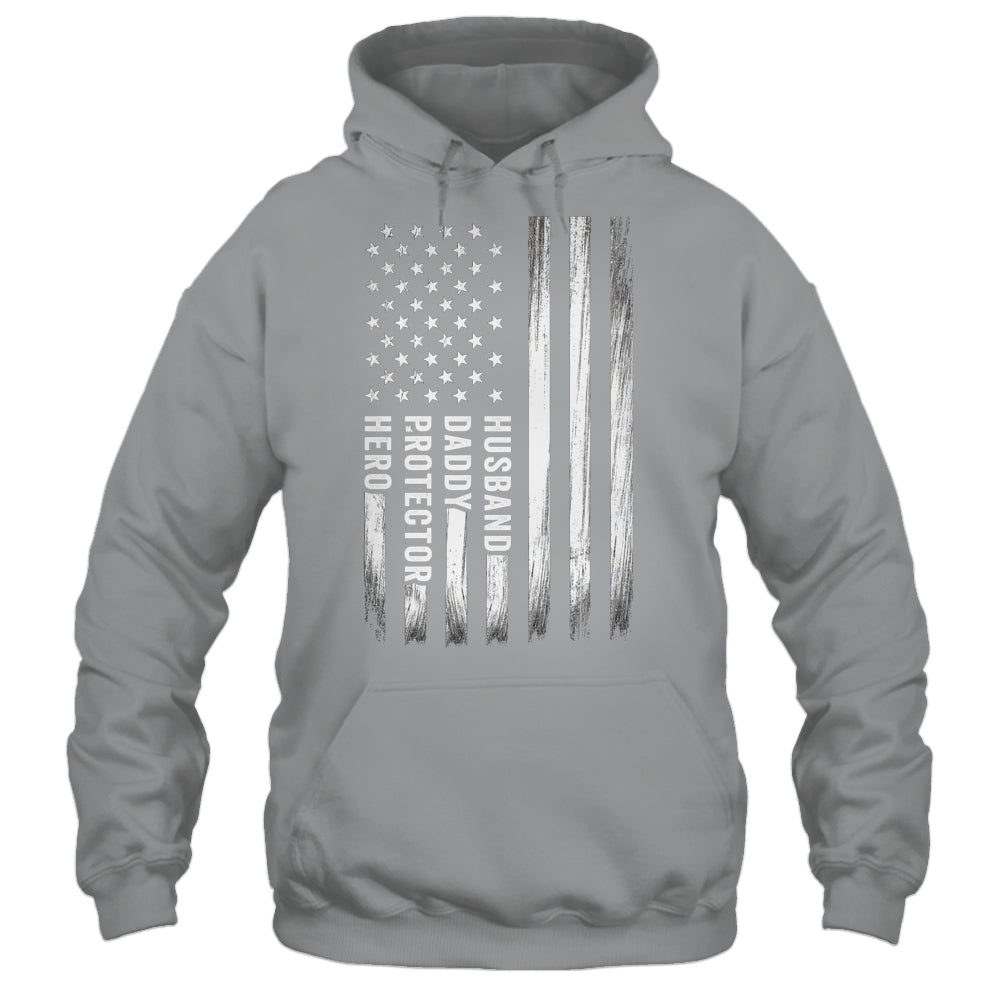 Husband Daddy Protector Hero Fathers Day American Flag Shirt & Hoodie | teecentury