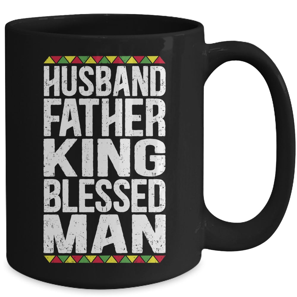Husband Father King Blessed Man Black Pride Dad Gift Mug | teecentury