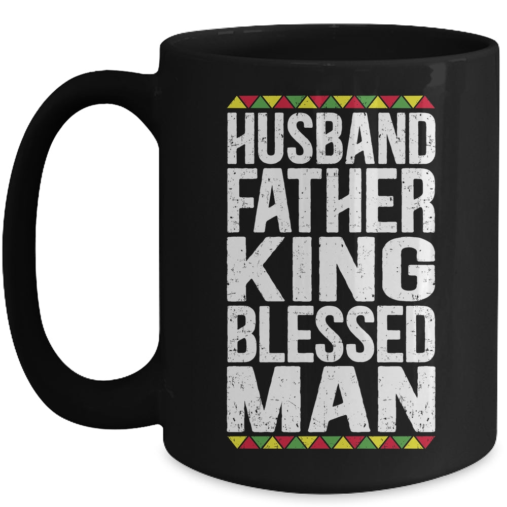 Husband Father King Blessed Man Black Pride Dad Gift Mug | teecentury