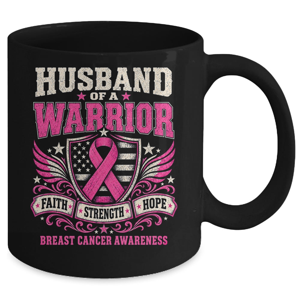 Husband Of A Warrior Breast Cancer Awareness Support Pink Mug | teecentury