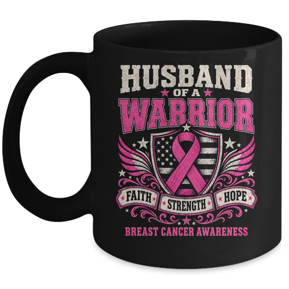 Husband Of A Warrior Breast Cancer Awareness Support Pink Mug | teecentury
