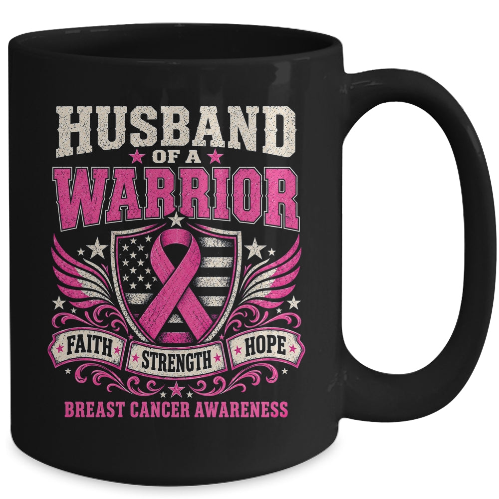 Husband Of A Warrior Breast Cancer Awareness Support Pink Mug | teecentury
