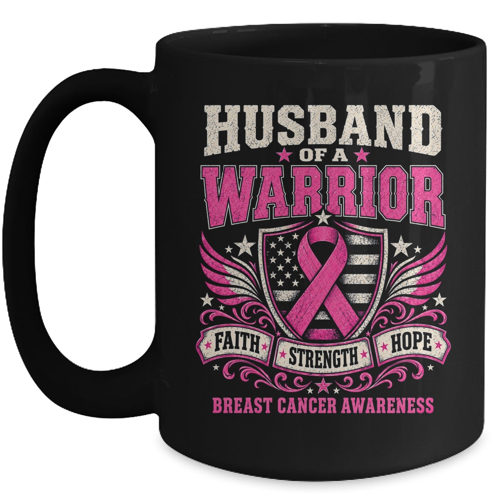 Husband Of A Warrior Breast Cancer Awareness Support Pink Mug | teecentury