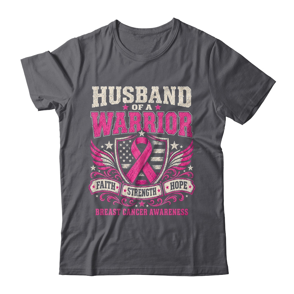 Husband Of A Warrior Breast Cancer Awareness Support Pink Shirt & Hoodie | teecentury