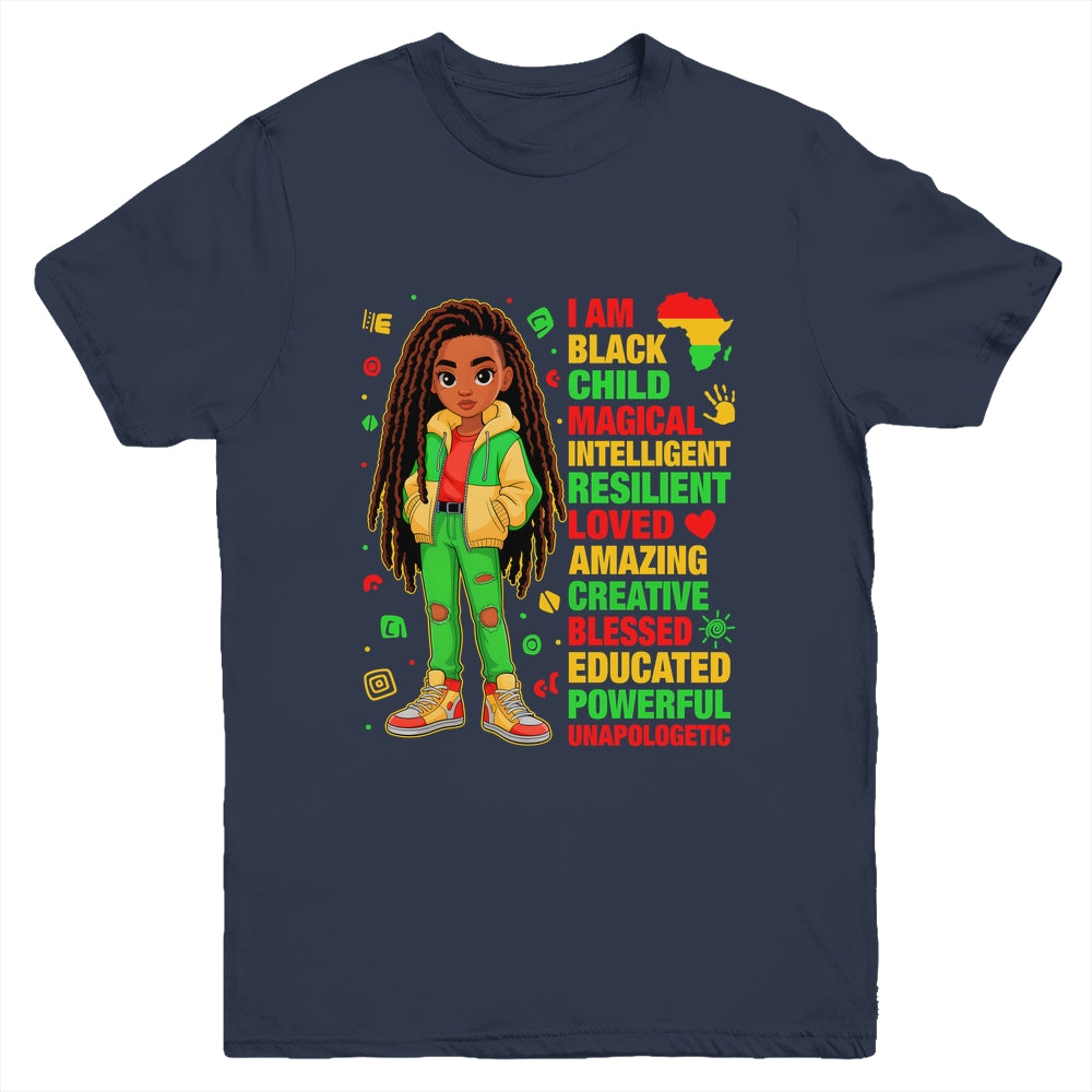 I Am Black Child History Month African American Kids Girls Youth Shirt | teecentury