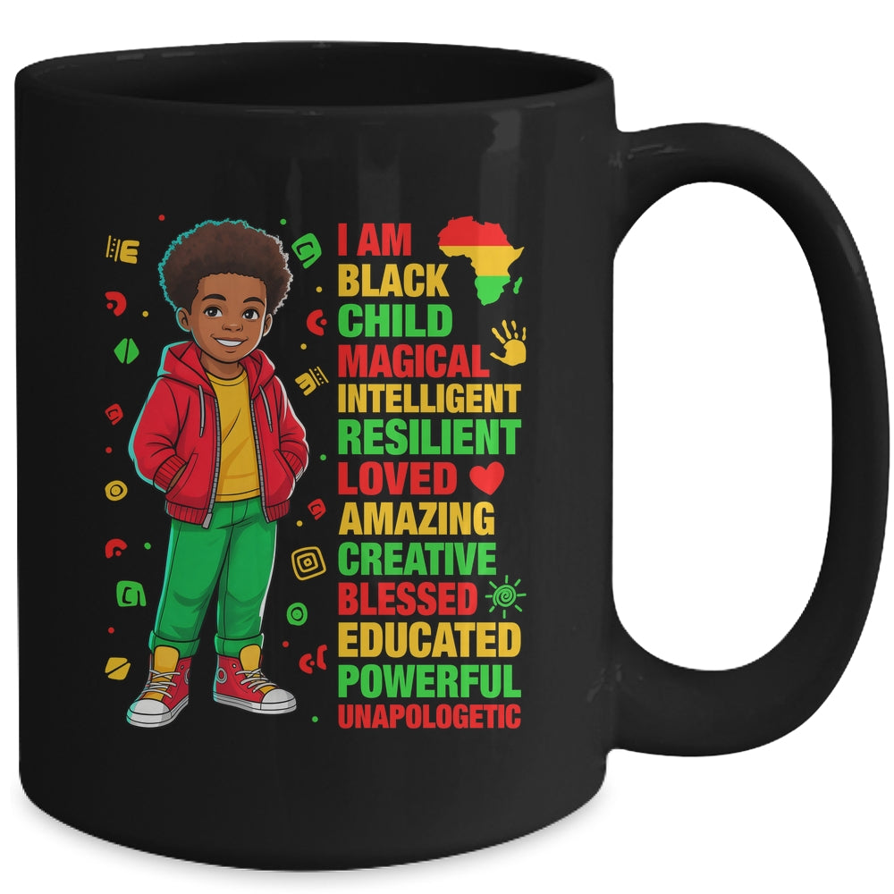 I Am Black Child History Month Kids Boys African American Mug | teecentury