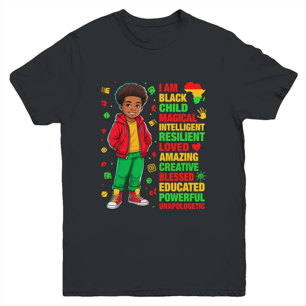 I Am Black Child History Month Kids Boys African American Youth Shirt | teecentury