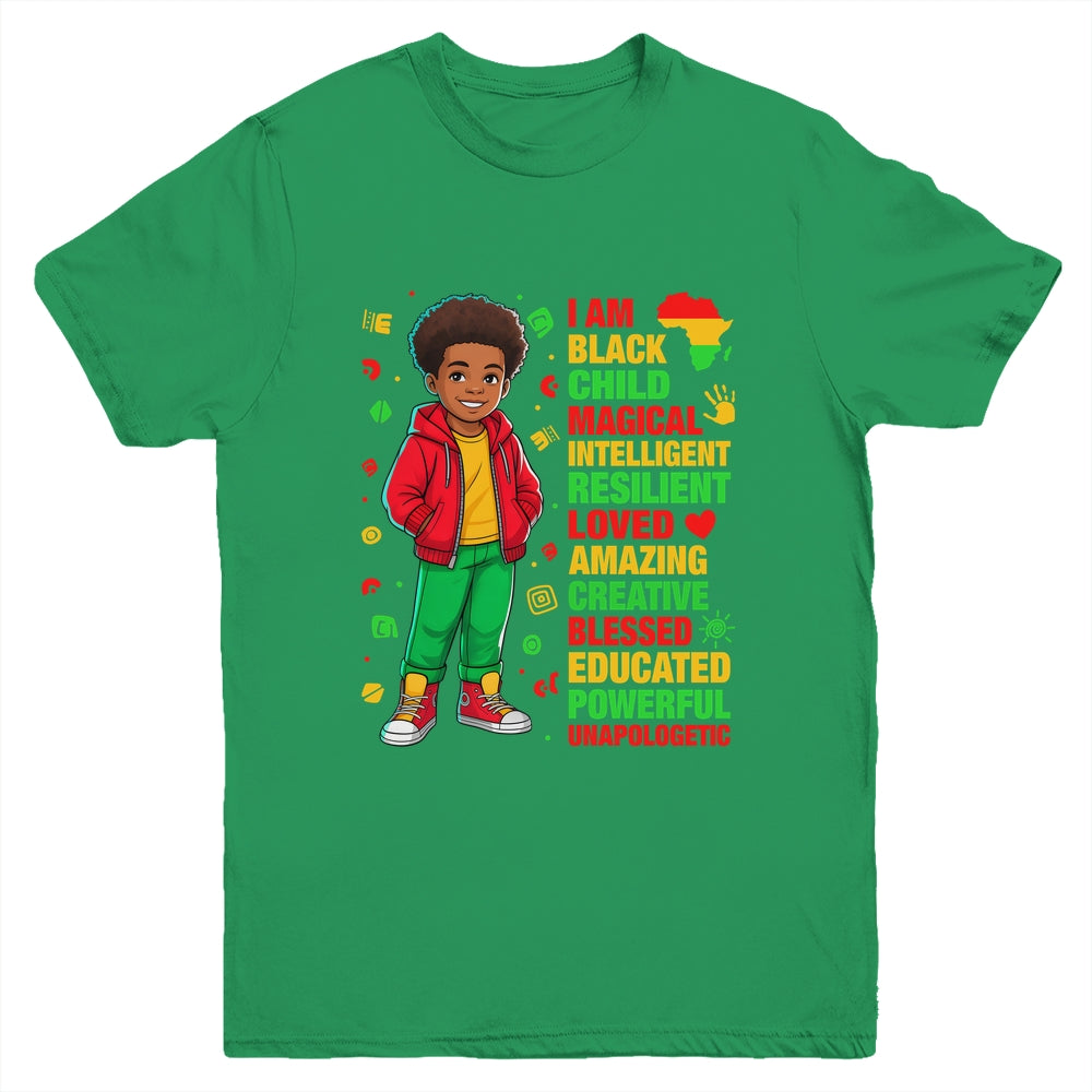 I Am Black Child History Month Kids Boys African American Youth Shirt | teecentury