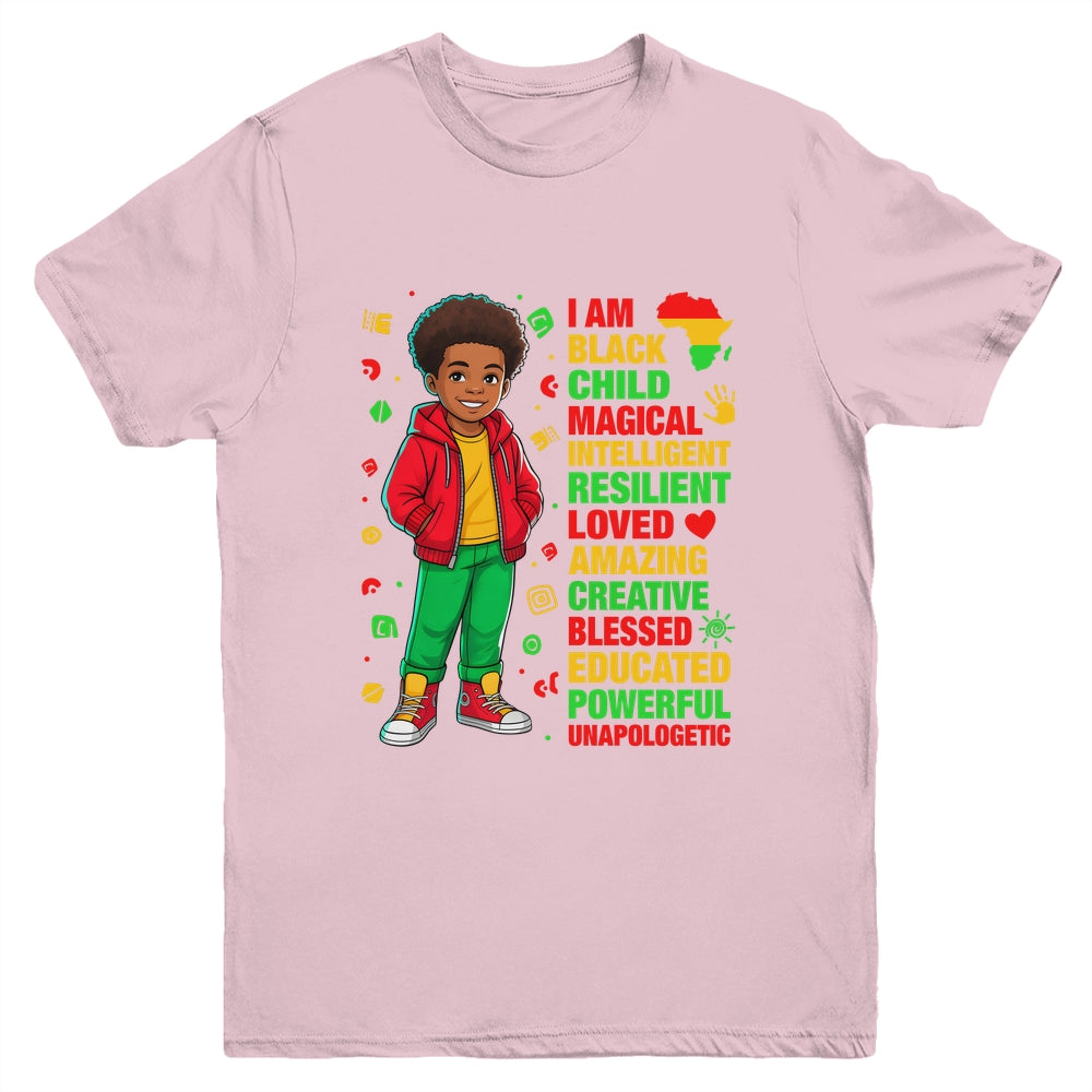 I Am Black Child History Month Kids Boys African American Youth Shirt | teecentury
