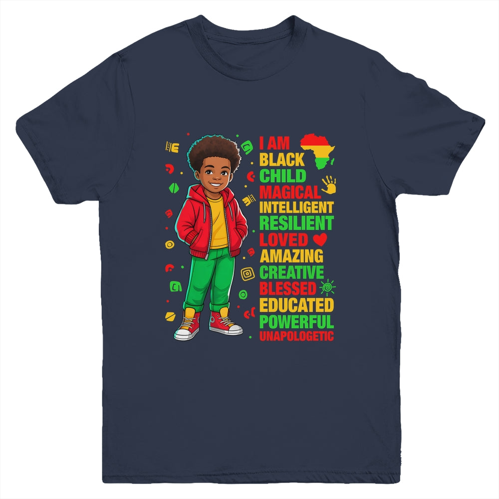 I Am Black Child History Month Kids Boys African American Youth Shirt | teecentury