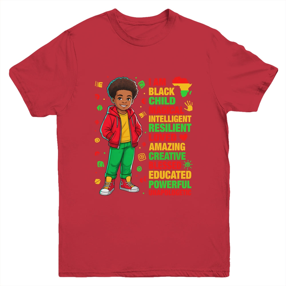 I Am Black Child History Month Kids Boys African American Youth Shirt | teecentury