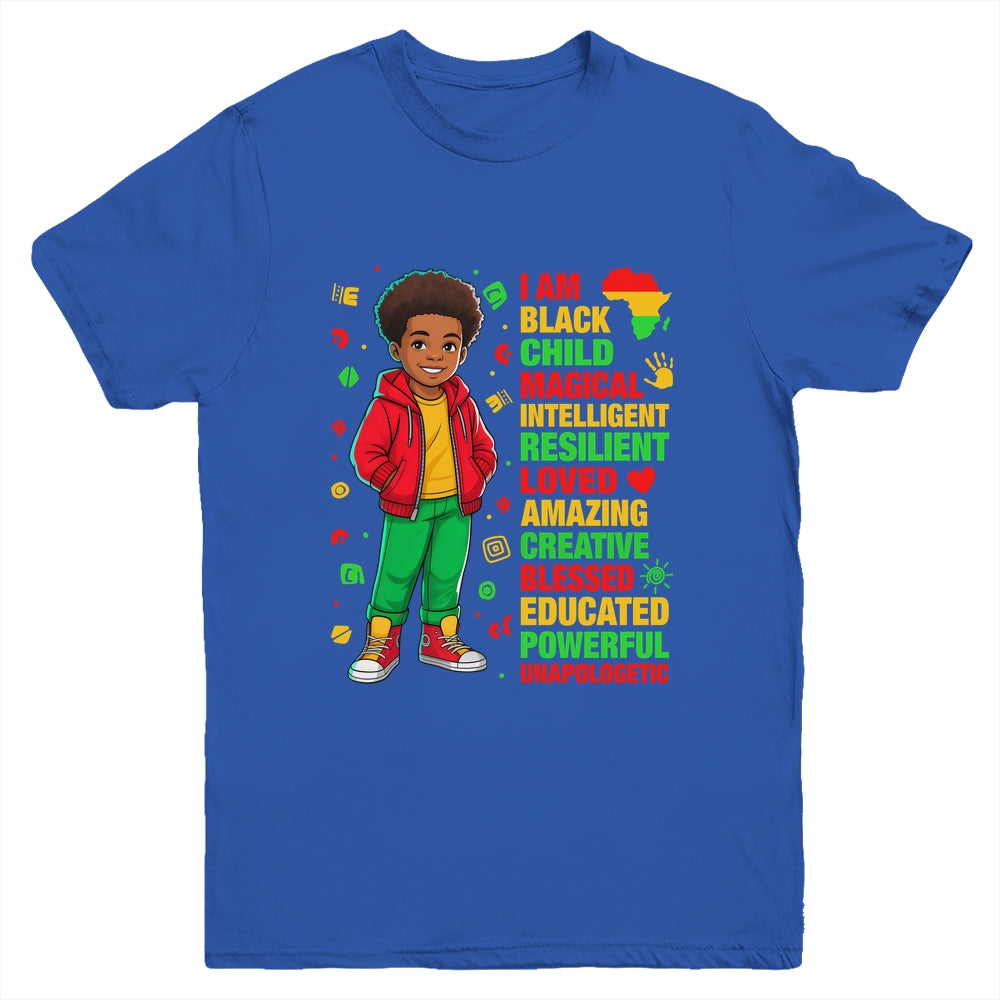 I Am Black Child History Month Kids Boys African American Youth Shirt | teecentury