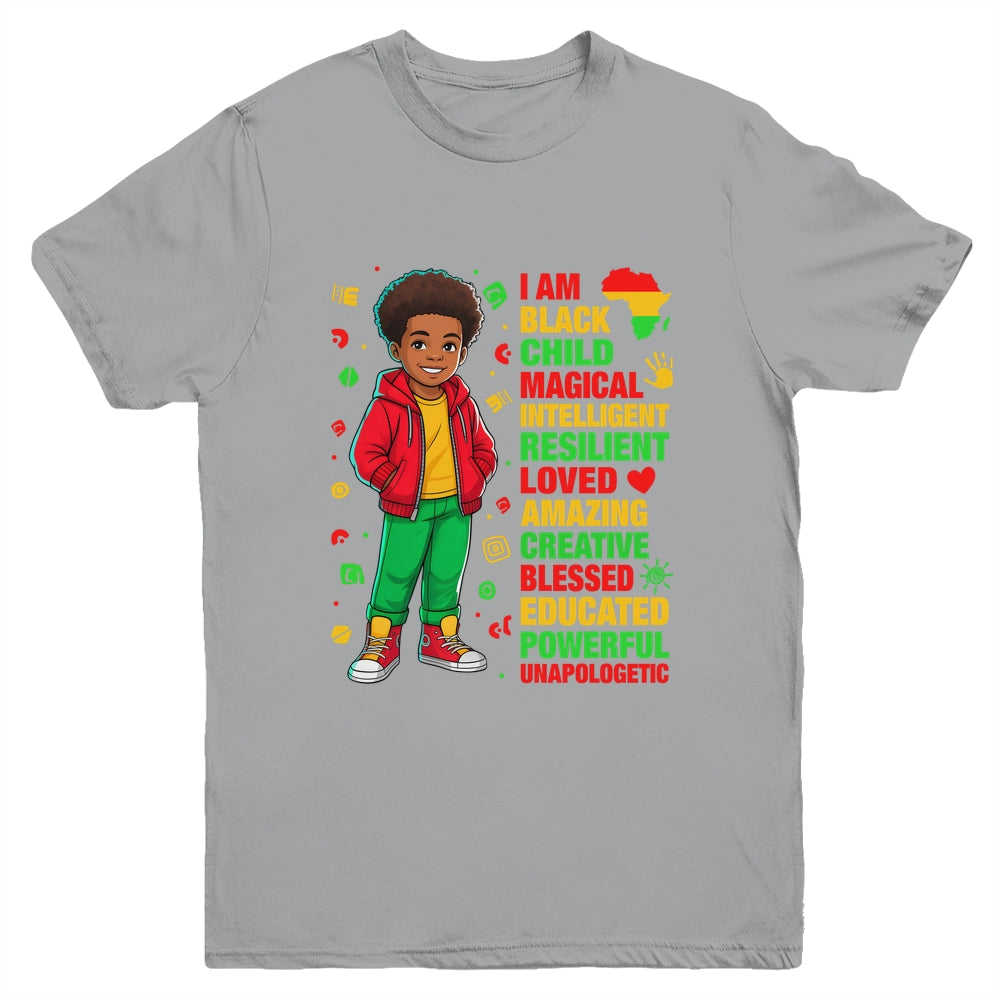 I Am Black Child History Month Kids Boys African American Youth Shirt | teecentury