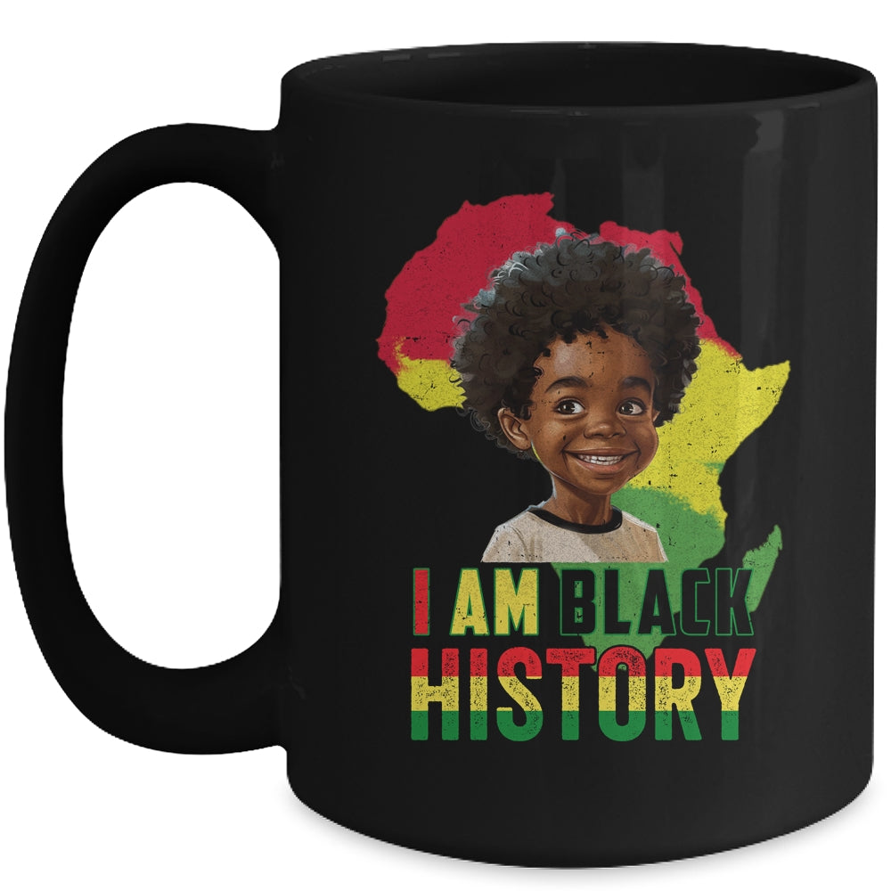 I Am Black History Afro Boy Little Melanin Prince Kids Mug | teecentury