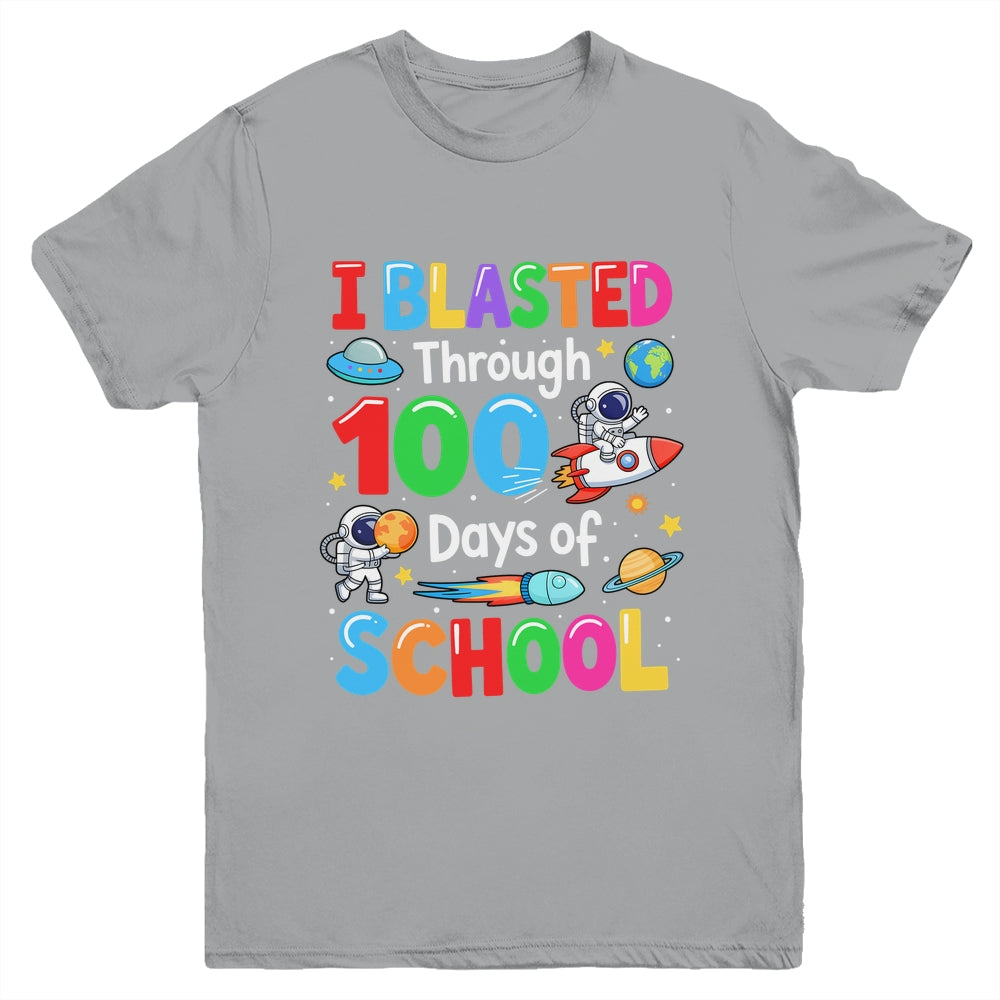 I Blasted Through 100 Days Of School Space Boy Kid Youth Shirt | teecentury