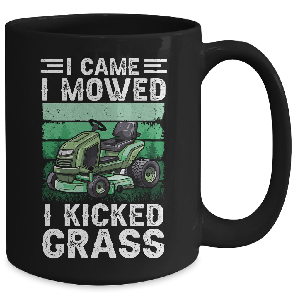 I Came I Mowed I Kicked Grass Funny Lawn Mowing Gardener Mug | teecentury