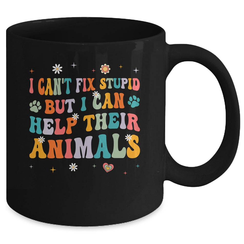 I Can't Fix Stupid But I Can Help Their Animals Groovy Mug | teecentury