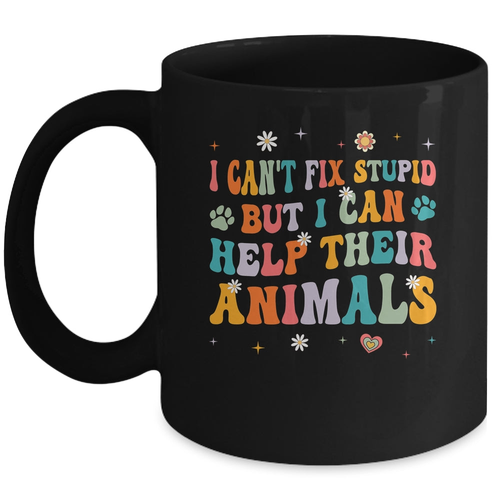 I Can't Fix Stupid But I Can Help Their Animals Groovy Mug | teecentury