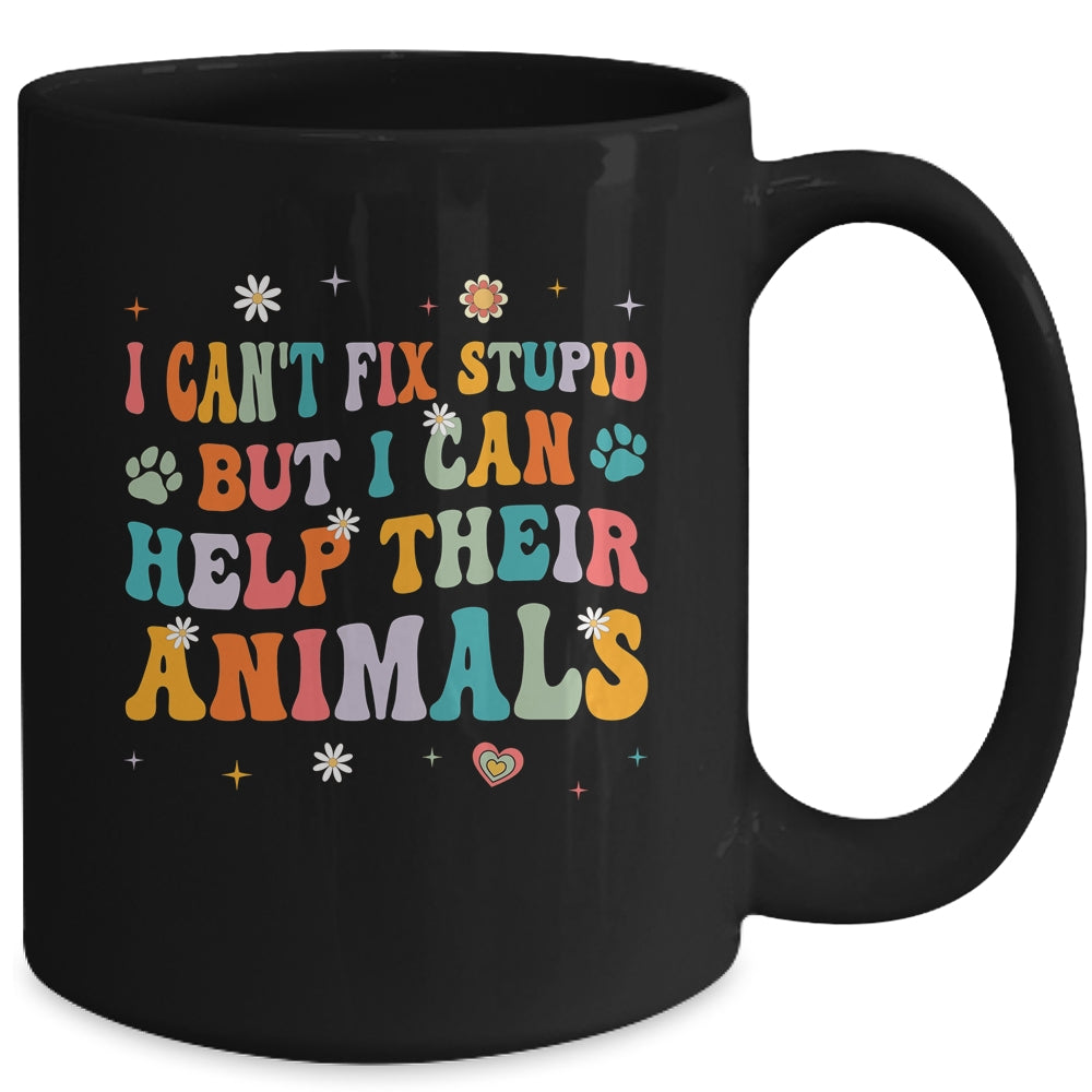 I Can't Fix Stupid But I Can Help Their Animals Groovy Mug | teecentury