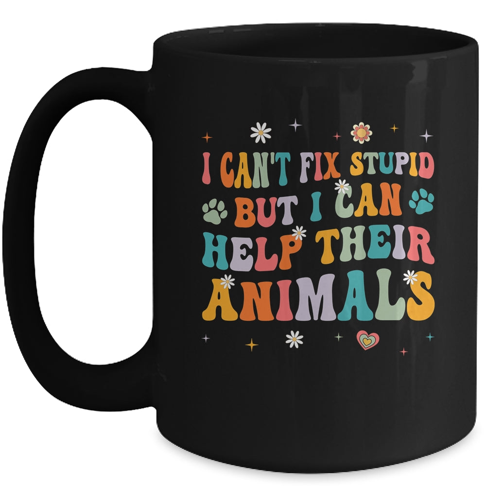 I Can't Fix Stupid But I Can Help Their Animals Groovy Mug | teecentury