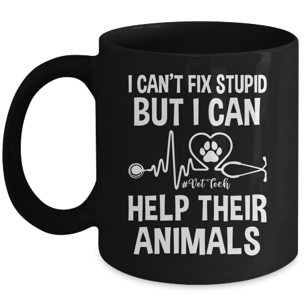 I Can't Fix Stupid But I Can Help Their Animals Vintage Mug | teecentury