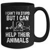 I Can't Fix Stupid But I Can Help Their Animals Vintage Mug | teecentury