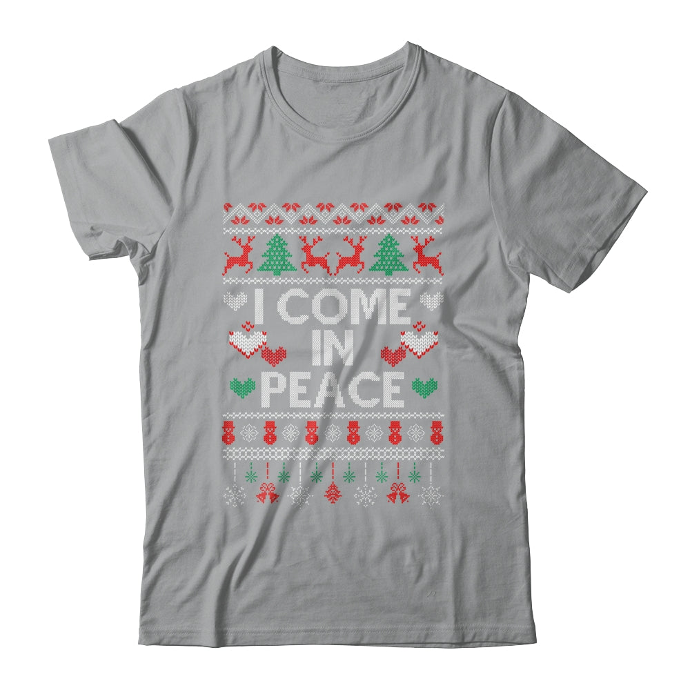 I Come In Peace I'm Peace Matching Couple Ugly Christmas Shirt & Sweatshirt | teecentury
