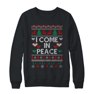 I Come In Peace I'm Peace Matching Couple Ugly Christmas Shirt & Sweatshirt | teecentury