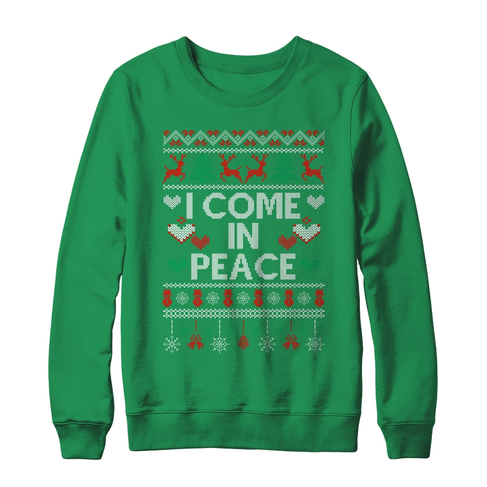 I Come In Peace I'm Peace Matching Couple Ugly Christmas Shirt & Sweatshirt | teecentury