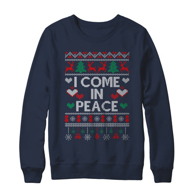 I Come In Peace I'm Peace Matching Couple Ugly Christmas Shirt & Sweatshirt | teecentury