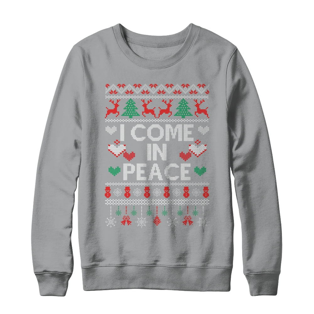 I Come In Peace I'm Peace Matching Couple Ugly Christmas Shirt & Sweatshirt | teecentury