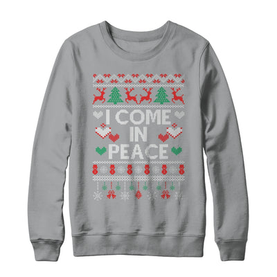 I Come In Peace I'm Peace Matching Couple Ugly Christmas Shirt & Sweatshirt | teecentury