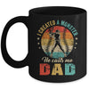 I Created A Monster He Call Me Dad Softball Baseball Mug | teecentury