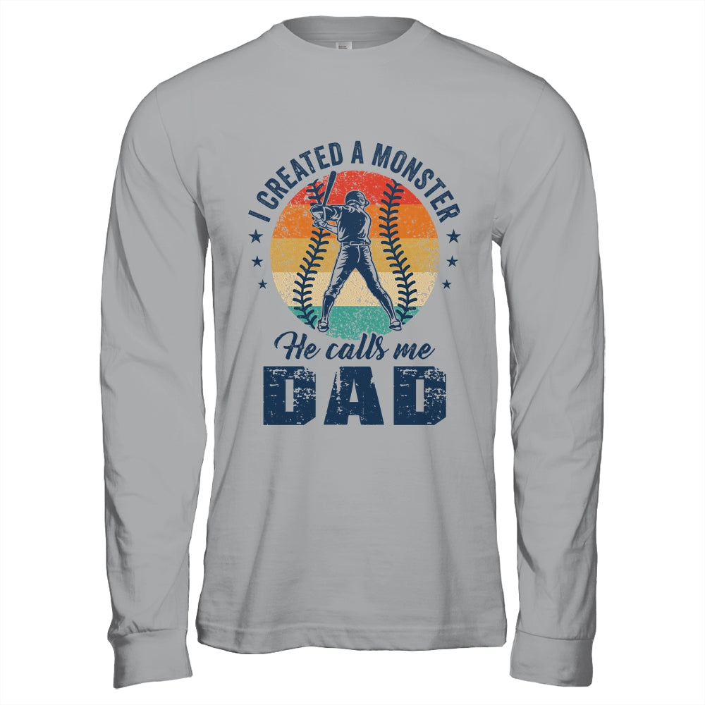 I Created A Monster He Call Me Dad Softball Baseball Retro Shirt & Hoodie | teecentury