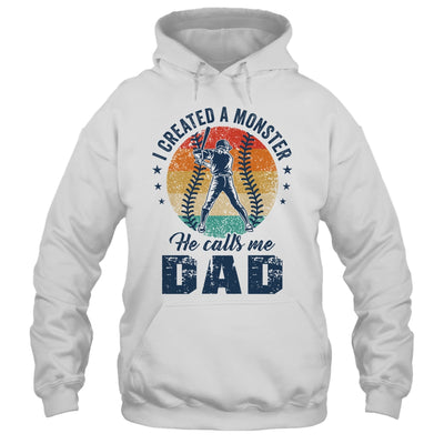 I Created A Monster He Call Me Dad Softball Baseball Retro Shirt & Hoodie | teecentury