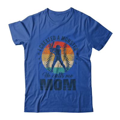 I Created A Monster He Call Me Mom Softball Baseball Retro Shirt & Tank Top | teecentury