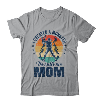 I Created A Monster He Call Me Mom Softball Baseball Retro Shirt & Tank Top | teecentury