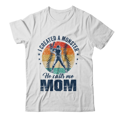I Created A Monster He Call Me Mom Softball Baseball Retro Shirt & Tank Top | teecentury