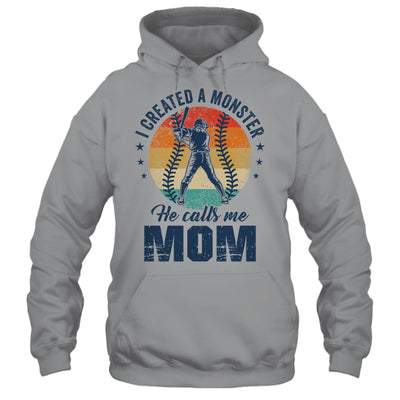 I Created A Monster He Call Me Mom Softball Baseball Retro Shirt & Tank Top | teecentury